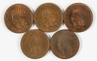 5 Indian Cents Incl. 3 1902