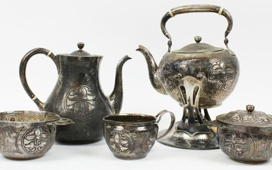 5 pcs. Arts and Crafts Sterling Silver Tea Set