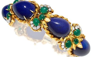 55108: David Webb Lapis Lazuli, Emerald, Diamond, Plat