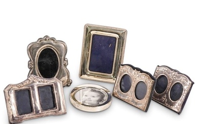 (6 Pc) European Sterling Silver Photo Frames Grouping Set
