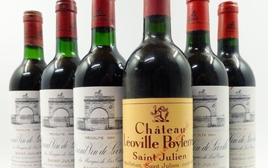 6 bouteilles 1 bt : CHÂTEAU LEOVILLE LAS CASES 1986 2è GC Saint Julien (base...