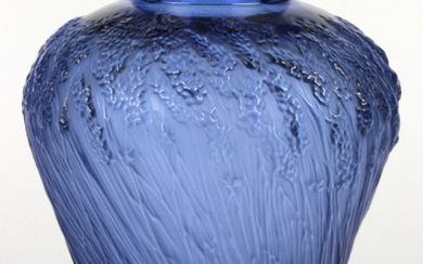 Lalique France Blue Lavender vase