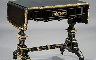 Brass Inlaid and Ebonized Sofa Table