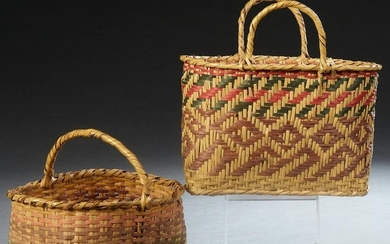 Two Choctaw Indian Market Baskets, late 20th c., H.