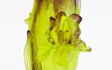 A Daum pate de verre floral decorated vase