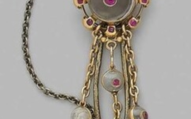 750 thousandths yellow gold chain decorated with crystal...