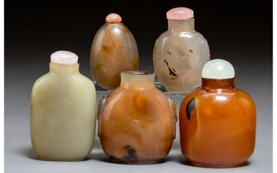 78008: A Group of Five Chinese Hardstone Snuff Bottles