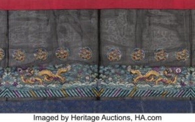 78108: A Chinese Embroidered Silk Panel with Dragon Mot
