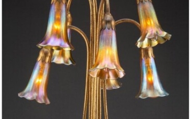 79008: Tiffany Studios Gilt Bronze and Favrile Glass Se