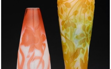 79408: Two French Cameo Glass Floral Vases, circa 1900