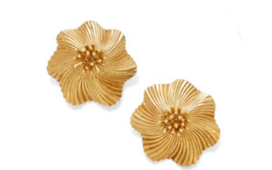 A Pair of 14k gold Ear Clips,, Tiffany & Co.