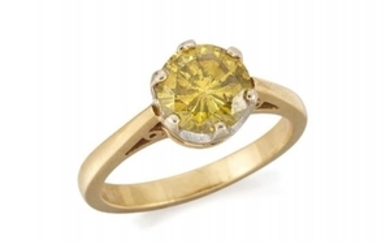 An 18ct. gold, treated coloured diamond single...