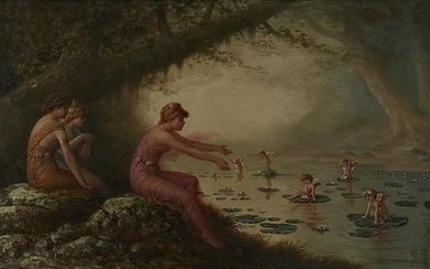 ADM Cooper Nymphs and Cherubs Oil on Canvas