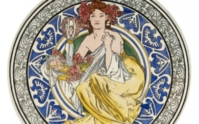 Alphonse Mucha (1860-1939), a ceramic plate ‘L’Autumne’,...