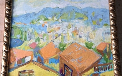 Bernhard Lipsøe: Scenery from Agropoli. Signed Lipsøe. Oil on canvas. 46×54 cm.