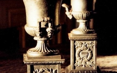 Pair of cast iron ornamental vases. Reedited. Haut…