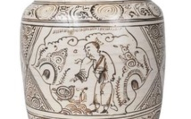 A Chinese grey stoneware Cizhou jar, Ming...