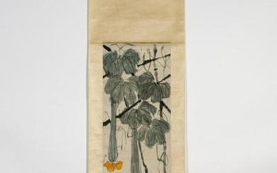 Chinese Hanging Scroll Floral Motif, Inscribed