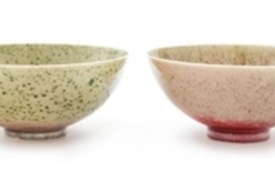 * A Pair of Chinese Peachbloom Glazed Porcelain Bowls