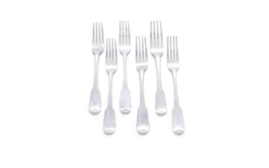 A COLLECTION OF SIX IRISH GEORGIAN FIDDLE PATTERN SILVER DINNER FORKS
