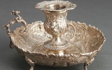 Continental Silver Ornate Footed Chamberstick