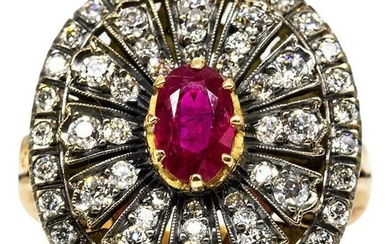 Enticing 18 Karat Gold and Silver Burma Ruby and
