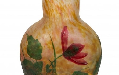 Fine Daum Nancy Wheel-Carved Cameo Glass Vase