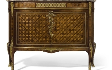 A FRENCH ORMOLU-MOUNTED MAHOGANY, AMARANTH, EBONY AND BOIS SATINÉ PARQUETRY COMMODE, BY HAENTGES FRÈRES, PARIS, LATE 19TH/EARLY 20TH CENTURY
