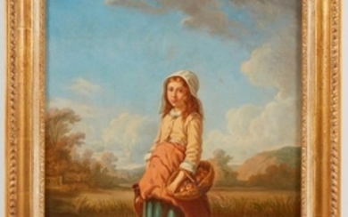 G.BORELY (XIXème) Portrait de jeune fille, 1864 Hu…