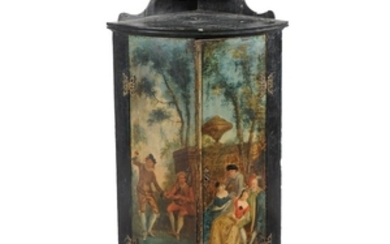 A George III painted wood hanging corner cabinet, late 18th century