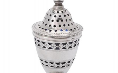 A George III silver vase shaped pepperette by William Abdy I