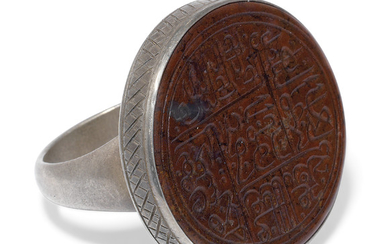 A HARDSTONE SEAL, LATER MOUNTED AS A RING, TIMURID IRAN, 15TH CENTURY