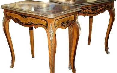 Pair of Heavily Inlaid Victorian Card Tables