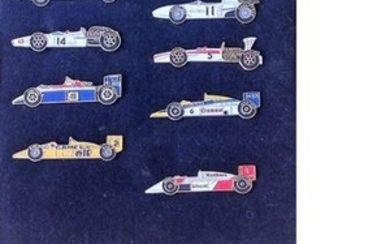 Honda F1 Motor Racing history badges in Original blue presentation box with descriptive card. Eight cars 1964 RA271, 1965...