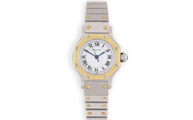 A LADY'S STAINLESS STEEL AND GOLD AUTOMATIC 'SANTO…