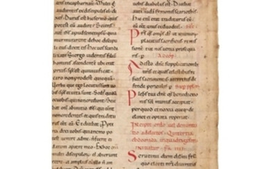 Leaf from a Lectionary, in Latin, decorated manuscript on manuscript [Italy, mid-twelfth century]