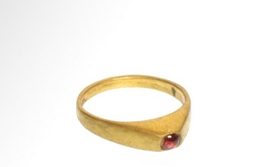 Medieval Gold and Garnet Ring, c. 12th-13th Century