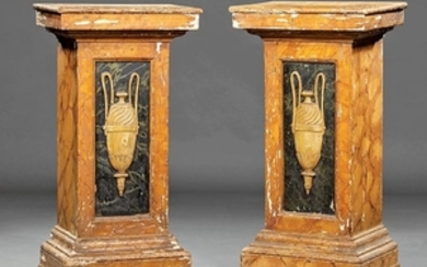 Pair of Neoclassical-Style Faux Marbre Pedestals