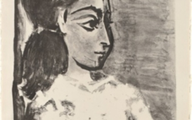 Pablo Picasso, Buste de femme au corsage blanc (Jacqueline de profil) (Bust of a Woman with White Bodice, Jacqueline in Profile)
