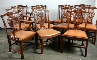8 plus 3 CARVERS, GEORGE III STYLE DINING CHAIRS...