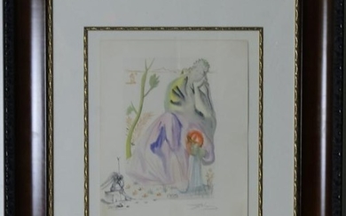 Salvador Dali Divine Comedy Woodcut w Orig Drawing