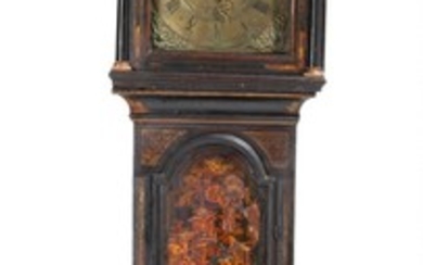 A Scottish George III long-case clock, blacklacquered case richly decorated with chinoiserie. Signed John Barr, Glasgow. Late 18th century. H. 238 cm.