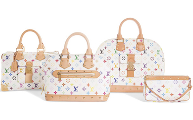 A SET OF FOUR: A LIMITED EDITION WHITE MONOGRAM MULTICOLORE ALMA A LIMITED EDITION WHITE MONOGRAM MULTICOLORE POCHETTE A LIMITED EDITION WHITE MONOGRAM MULTICOLORE ALMA GM A LIMITED EDITION WHITE MONOGRAM MULTICOLORE SPEEDY 30, LOUIS VUITTON BY...
