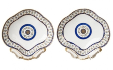 A pair of Sevres shell shaped dishes,...