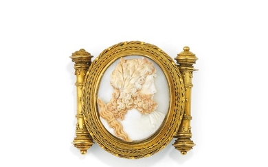 Shell cameo brooch, mid 19th century