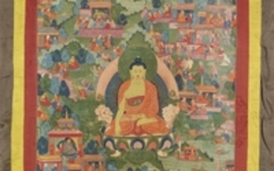 A Tibetan avadana thangka of Buddha Shakyamun ...