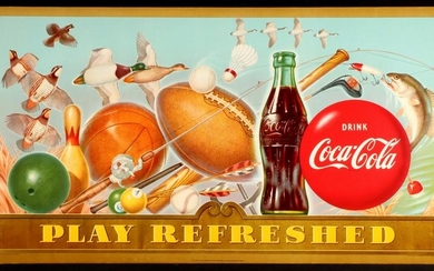 A TWO-SIDED 1951 COCA-COLA CARDBOARD ADVERTISING SIGN