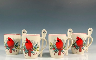 8pc Lenox Porcelain Mug and Teaspoon Set, Winter Greetings