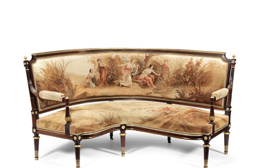 A French late 19th century mahogany and gilt metal mounted salon suite