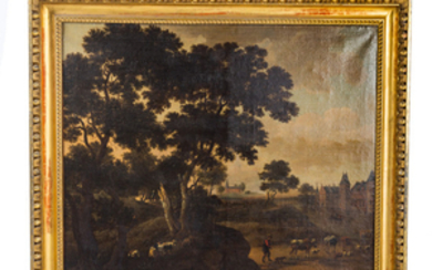 Flemish School, 17th c. Landscape with Herder, oil